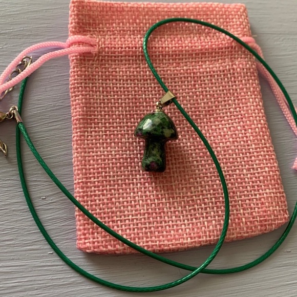 Urban Outfitters Jewelry - Ruby Zoisite Mushroom Necklace | Mushroom Pendant | Boho Jewelry |Magic Mushroom